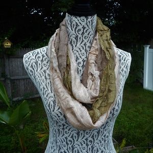 Brown Tan Distressed Infinity Fashion Scarf